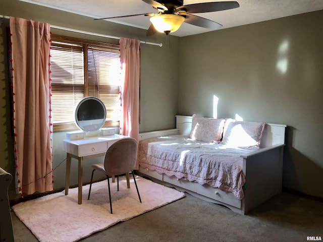 bedroom with carpet and ceiling fan