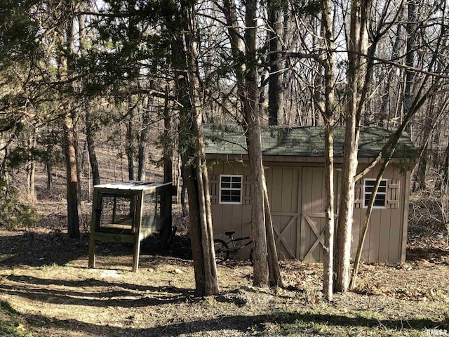 view of shed