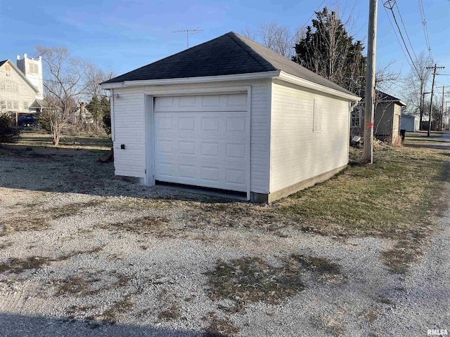 view of detached garage