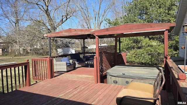 wooden deck with outdoor lounge area