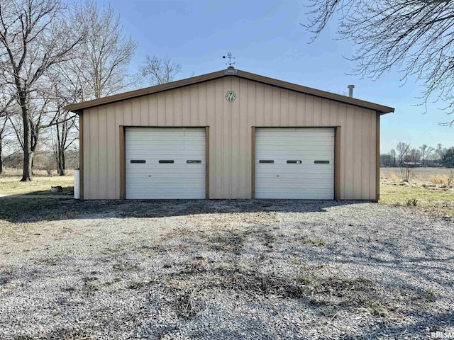 view of detached garage