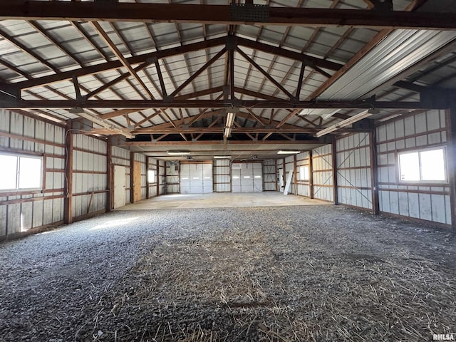 garage with metal wall