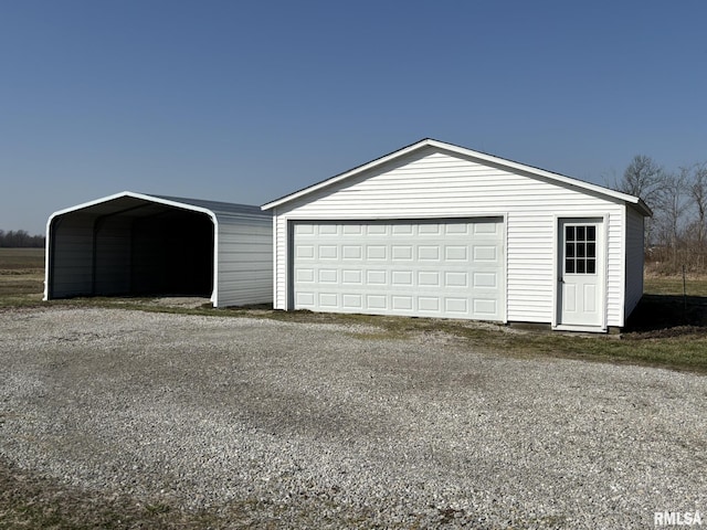 view of detached garage