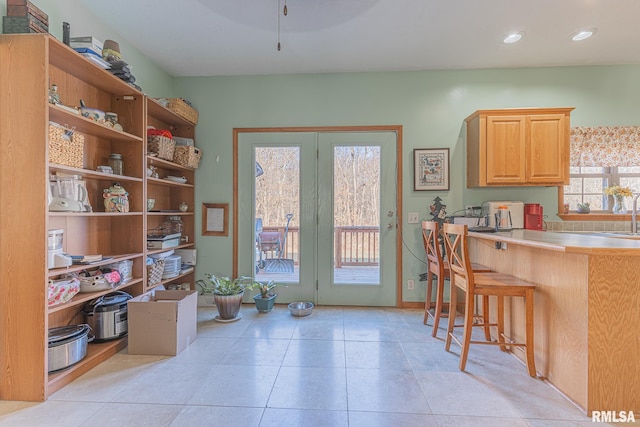 2814 Chouteau Ave, Odin, IL 62870 - interior space featuring light tile patterned floors, a sink, and recessed lighting