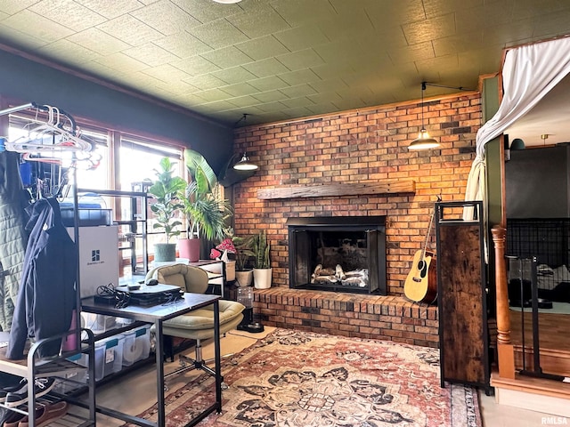 interior space with a fireplace