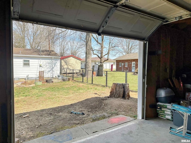 view of yard with an outdoor structure and fence