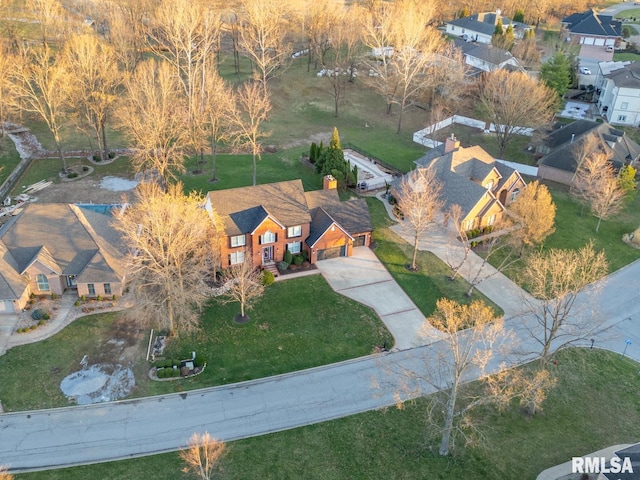 aerial view with a residential view