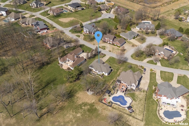 drone / aerial view featuring a residential view