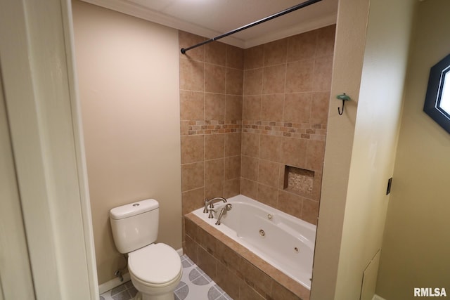 914 Valley Dr, Carterville, IL 62918 - bathroom featuring toilet, a combined bath / shower with jetted tub, and tile patterned floors