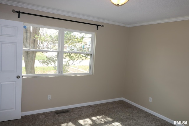 914 Valley Dr, Carterville, IL 62918 - unfurnished room featuring crown molding, dark colored carpet, and baseboards