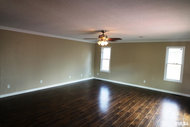 914 Valley Dr, Carterville, IL 62918 - unfurnished room featuring ceiling fan, ornamental molding, dark wood-style floors, and baseboards