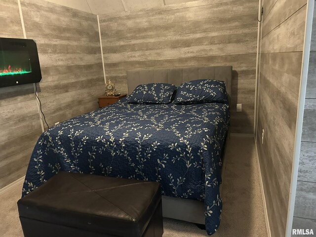 6180 Reevesville Rd, Grantsburg, IL 62943 - bedroom with wooden walls and carpet