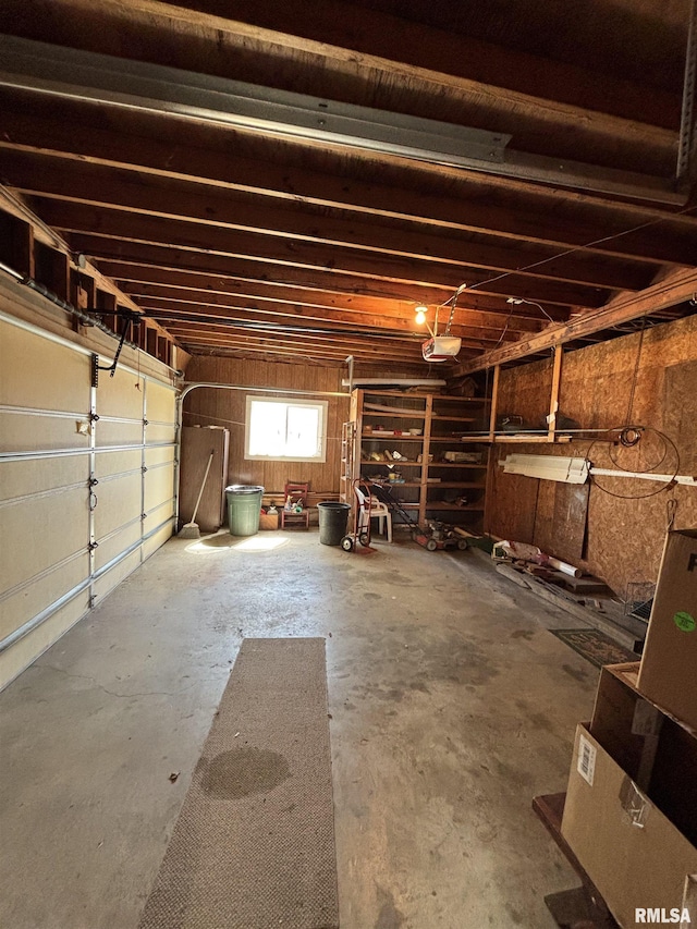 garage with a garage door opener