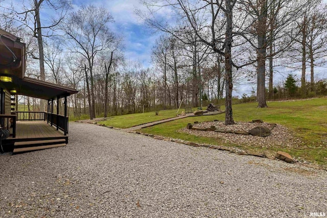 320 Nelson Ln, Grantsburg, IL 62943 - view of yard with a wooden deck