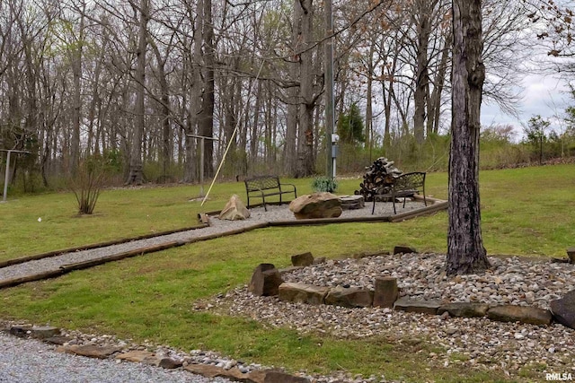 320 Nelson Ln, Grantsburg, IL 62943 - view of property's community with a lawn and a fire pit