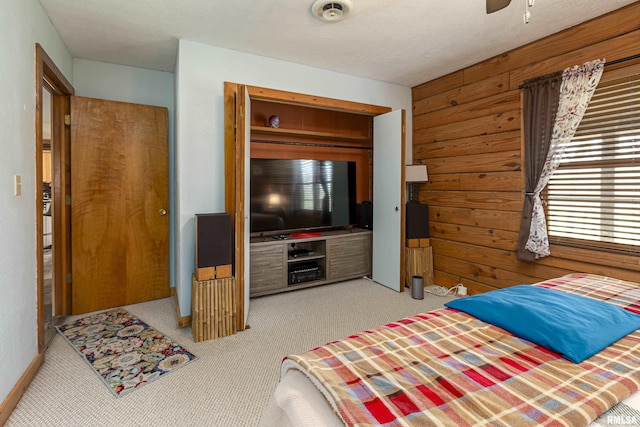 320 Nelson Ln, Grantsburg, IL 62943 - bedroom with carpet floors and wood walls
