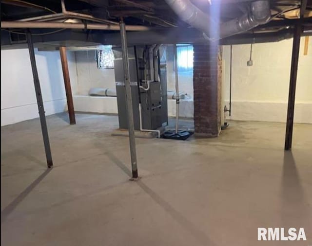 below grade area with heating unit