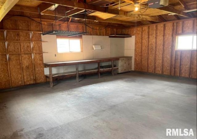 garage with a garage door opener