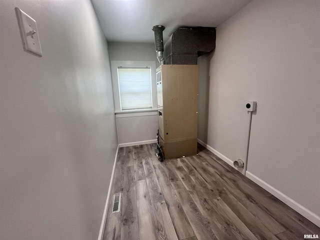 421 N 18th St, Herrin, IL 62948 - laundry area with baseboards, wood finished floors, laundry area, and electric dryer hookup