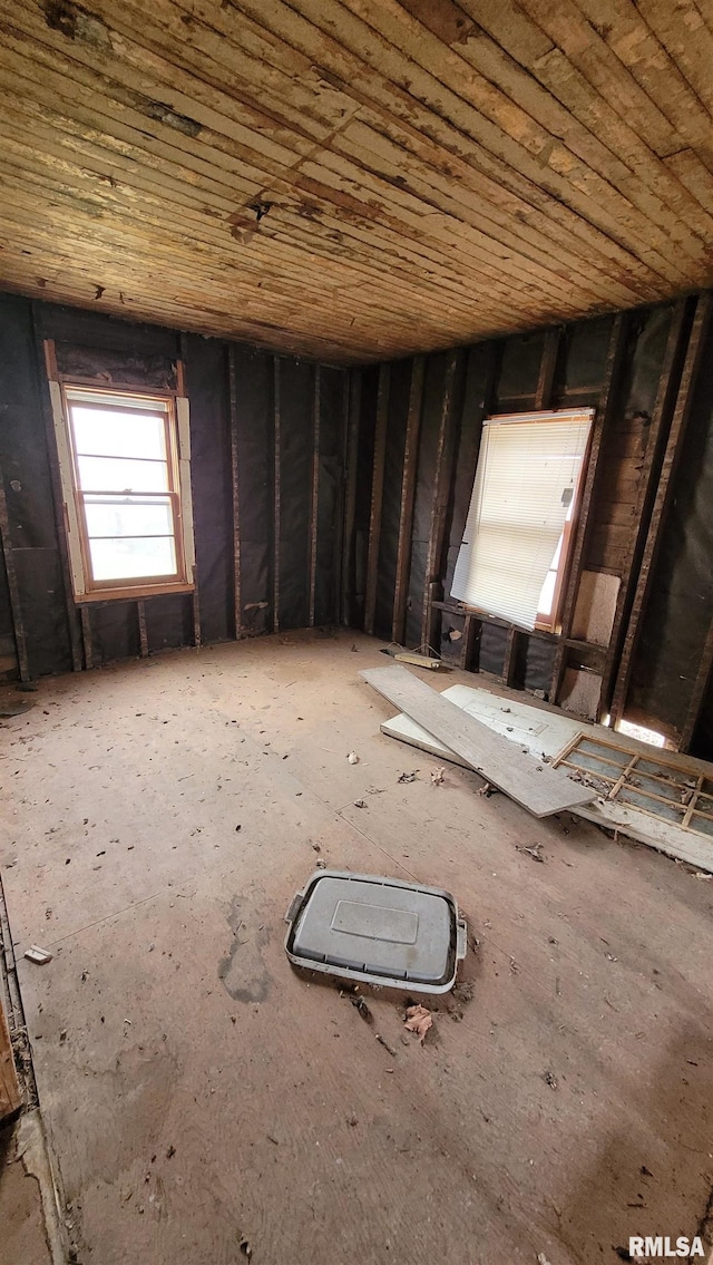 interior space with wood ceiling