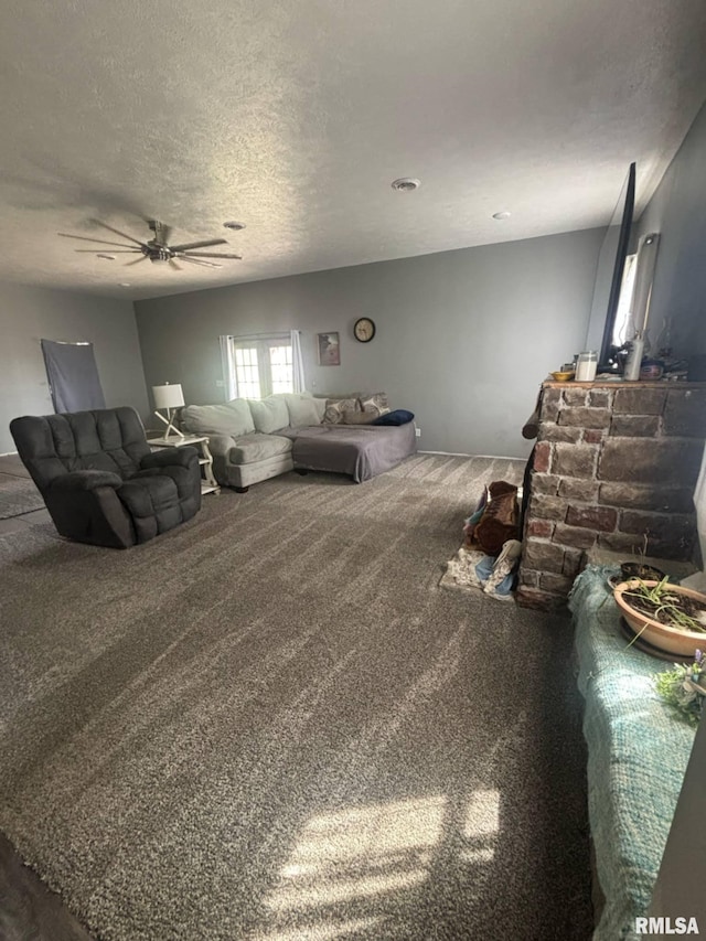 17116 Old Town Dr, Sesser, IL 62884 - bedroom featuring carpet floors, a textured ceiling, and a ceiling fan
