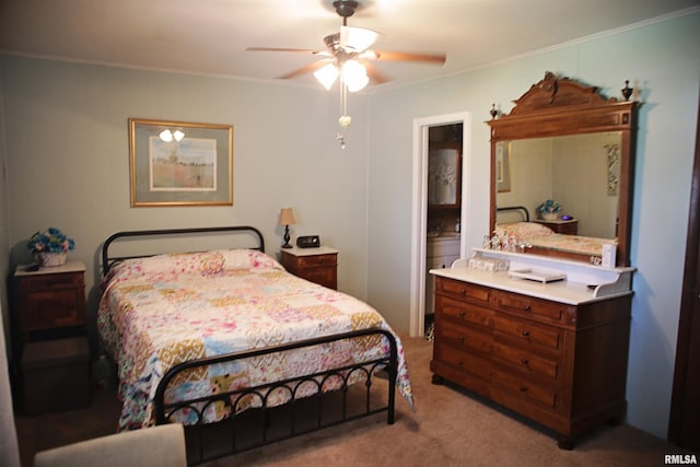 11648 Trolley Line Rd, Marion, IL 62959 - bedroom with crown molding, a ceiling fan, and carpet