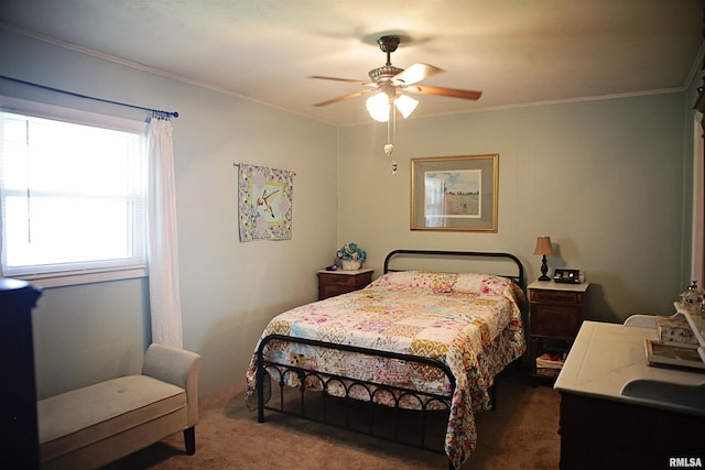 11648 Trolley Line Rd, Marion, IL 62959 - bedroom with ceiling fan, ornamental molding, and carpet