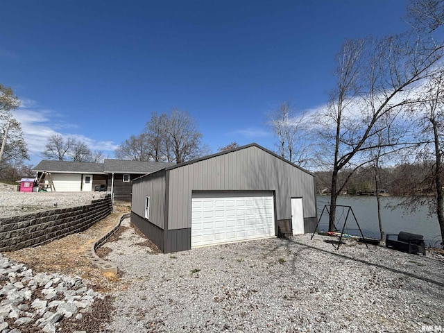 view of detached garage