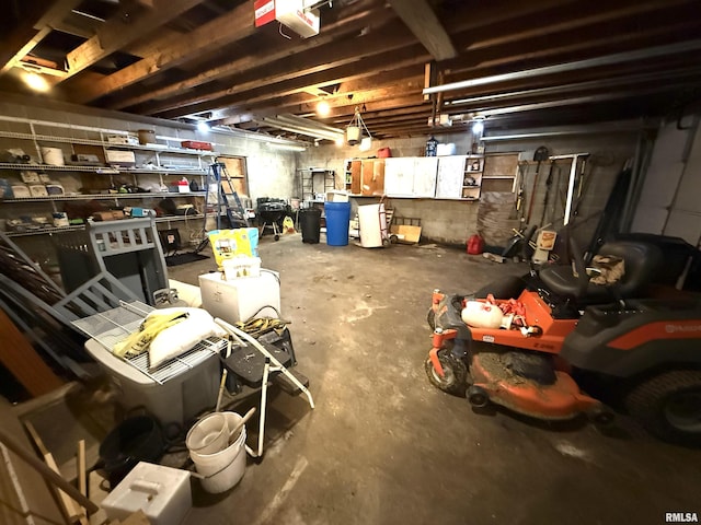 view of unfinished basement
