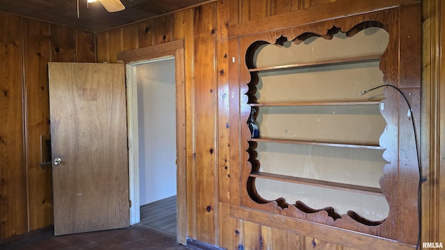 205 Shaw St, Harrisburg, IL 62946 - interior space with wooden walls and ceiling fan