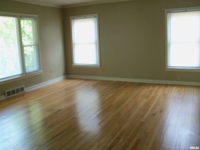 1003 S Johnson Ave, Carbondale, IL 62901 - spare room with wood finished floors, visible vents, a wealth of natural light, and ornamental molding