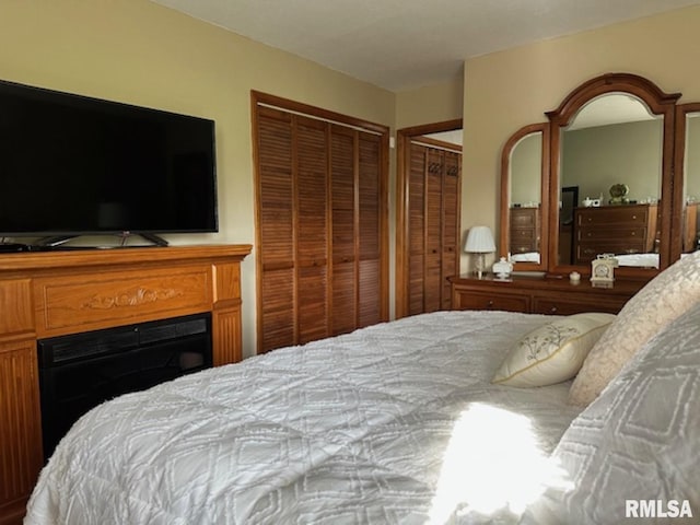 3 Suburban Dr, Murphysboro, IL 62966 - bedroom featuring a fireplace and two closets