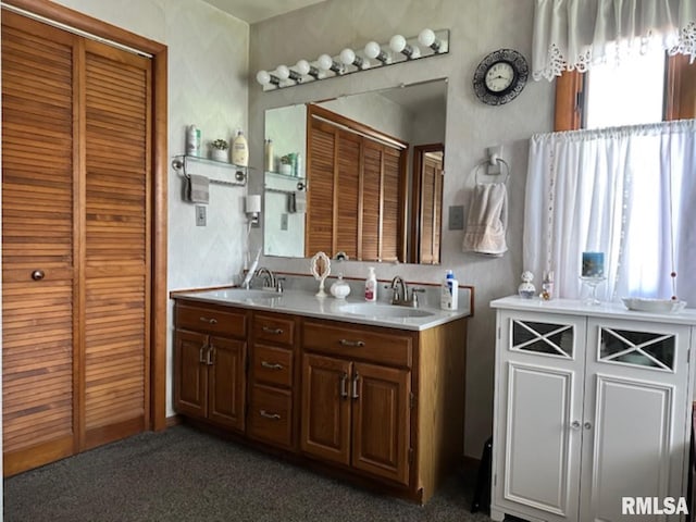 3 Suburban Dr, Murphysboro, IL 62966 - full bathroom with carpet, a sink, a closet, and double vanity