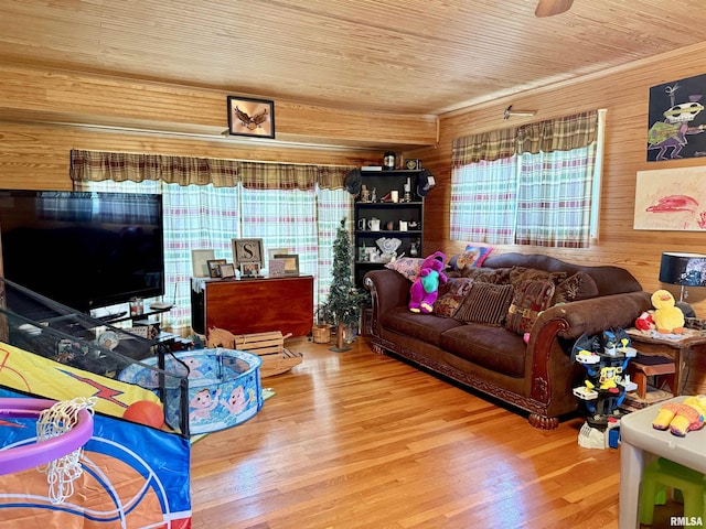 8806 Unionville Rd, Brookport, IL 62910 - living area featuring wood ceiling, wood finished floors, and wooden walls