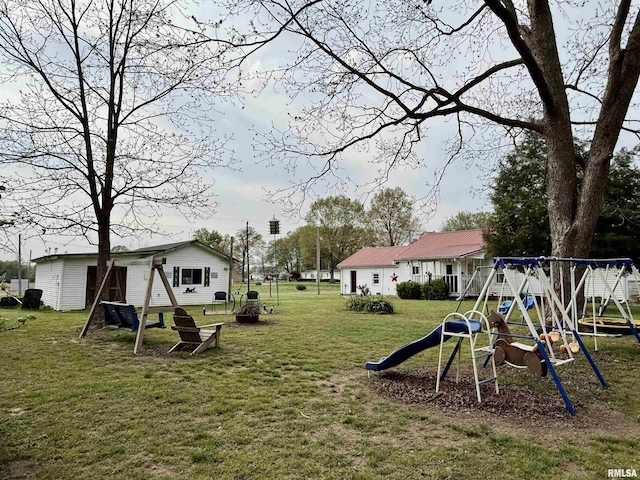 8806 Unionville Rd, Brookport, IL 62910 - view of jungle gym featuring a lawn