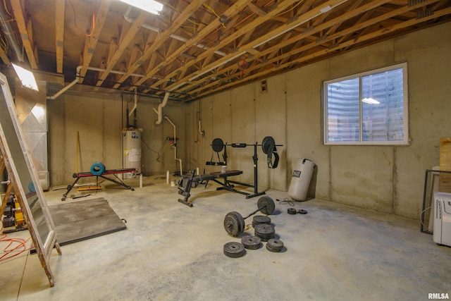 workout area with water heater