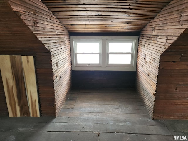 317 N Washington St, Sparta, IL 62286 - additional living space with wood ceiling, vaulted ceiling, and wooden walls