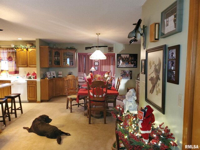 living area featuring carpet and ceiling fan