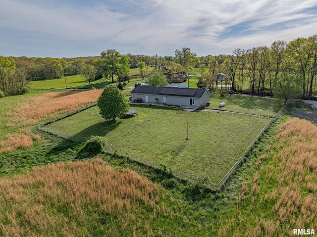 drone / aerial view with a rural view
