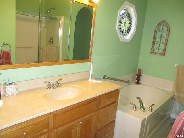 1607 Marion St, Carterville, IL 62918 - bathroom with a stall shower, vanity, and a garden tub