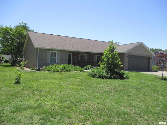 1607 Marion St, Carterville, IL 62918 - ranch-style home featuring driveway, a front yard, a garage, and a shingled roof