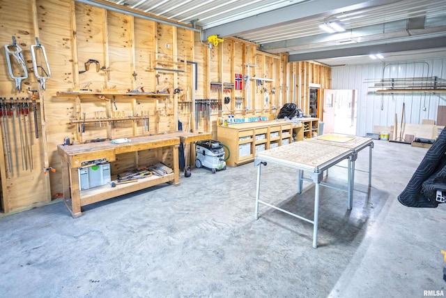 interior space with a workshop area