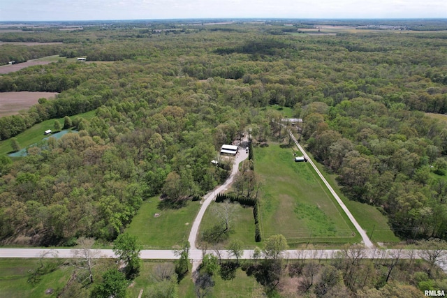 aerial view with a forest view