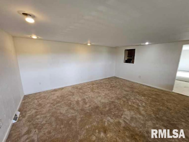 finished below grade area featuring carpet floors