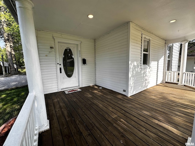 800 Division St, Carterville, IL 62918 - wooden deck featuring a porch