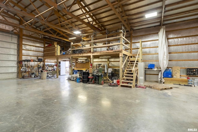garage featuring a workshop area