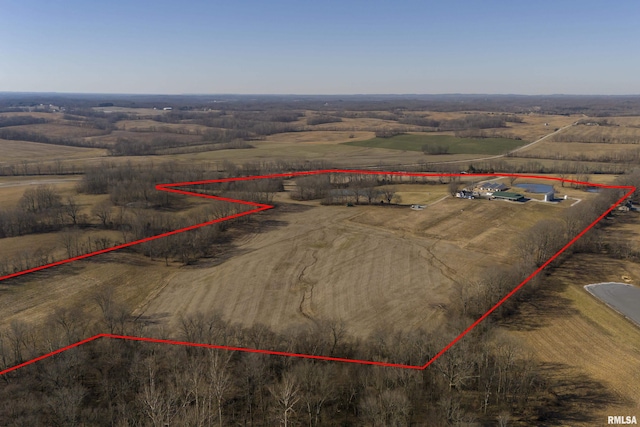aerial view with a rural view