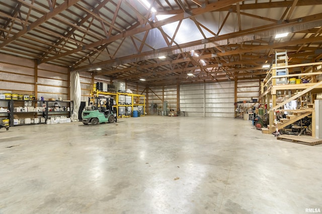 garage featuring a workshop area