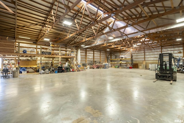 garage featuring a workshop area