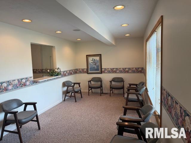 301 S Pershing St, Energy, IL 62933 - living area with baseboards, carpet, and recessed lighting